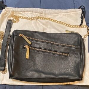 Black Pleather Crossbody Bag